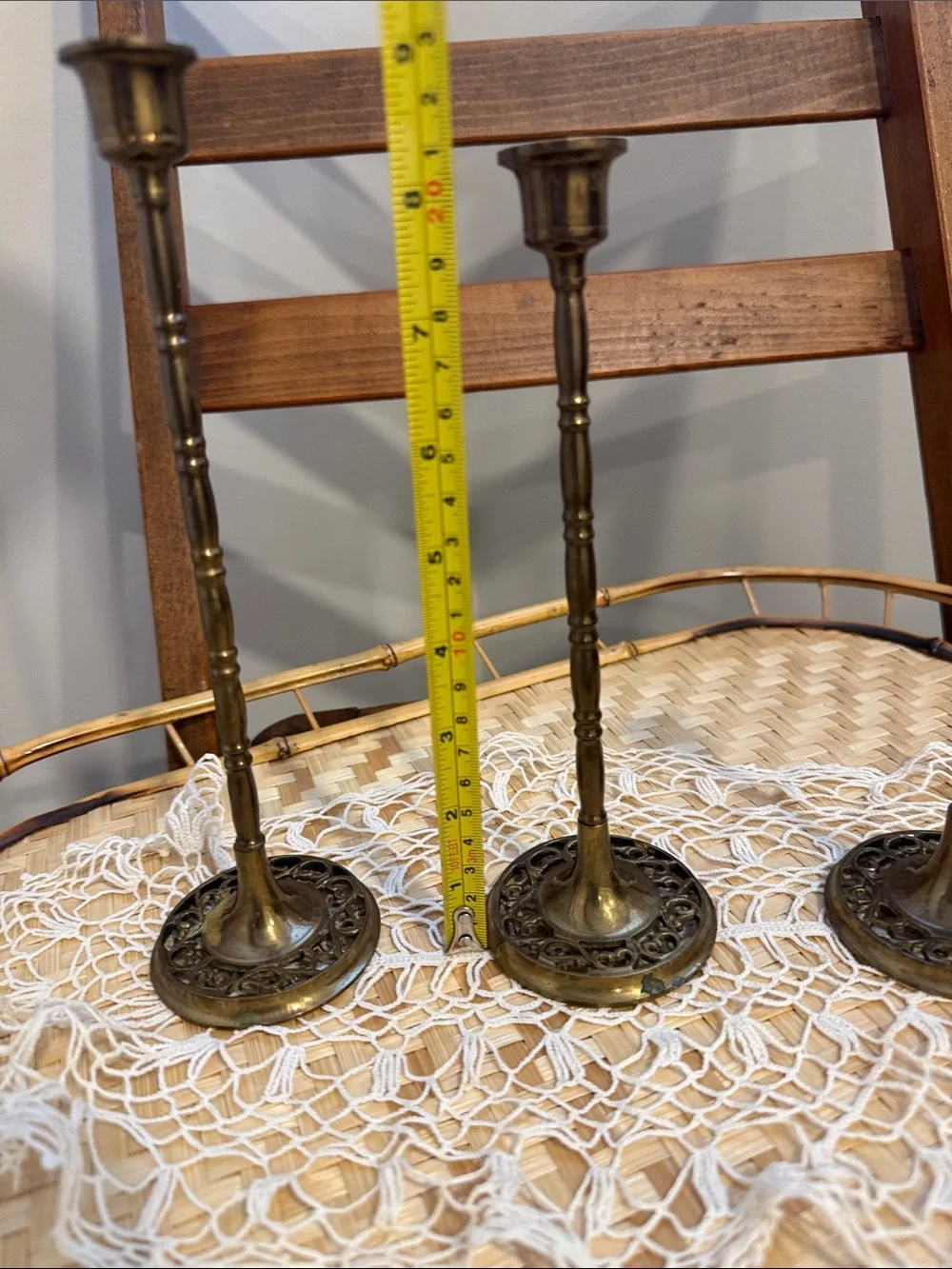 Vintage Brass Candlestick Holders Set of 3 Openwork Brass Traditional Decor